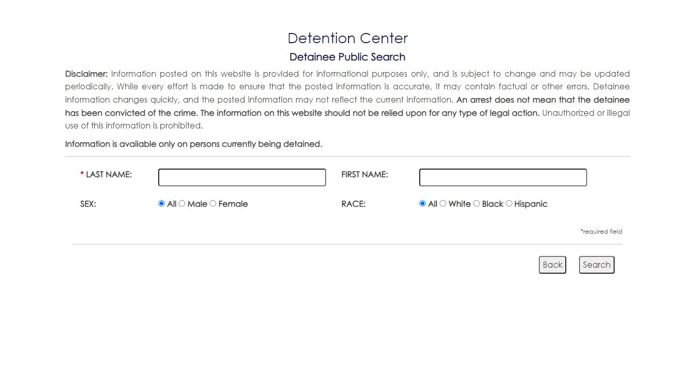 Detention Center Detainee Public Search - aikencountysc.gov